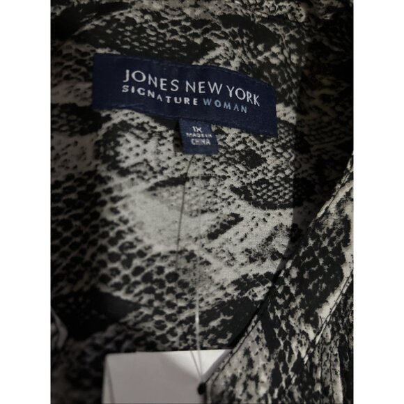 New Jones New York Shirt Womens 1X Gray Snake Long Sleeve Blouse Lightweight NWT - Picture 14 of 14